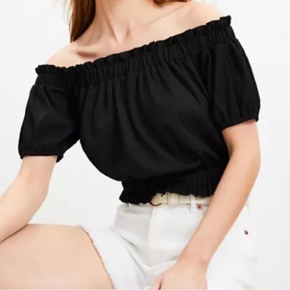 NWT LOFT Women’s Black Off-Shoulder Crop Blouse